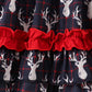 Navy Deer Print Ruffle Dress