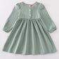 Green Farm Cow French Knot Dress