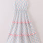 Pink Bow Print  Ruffle Mom Dress