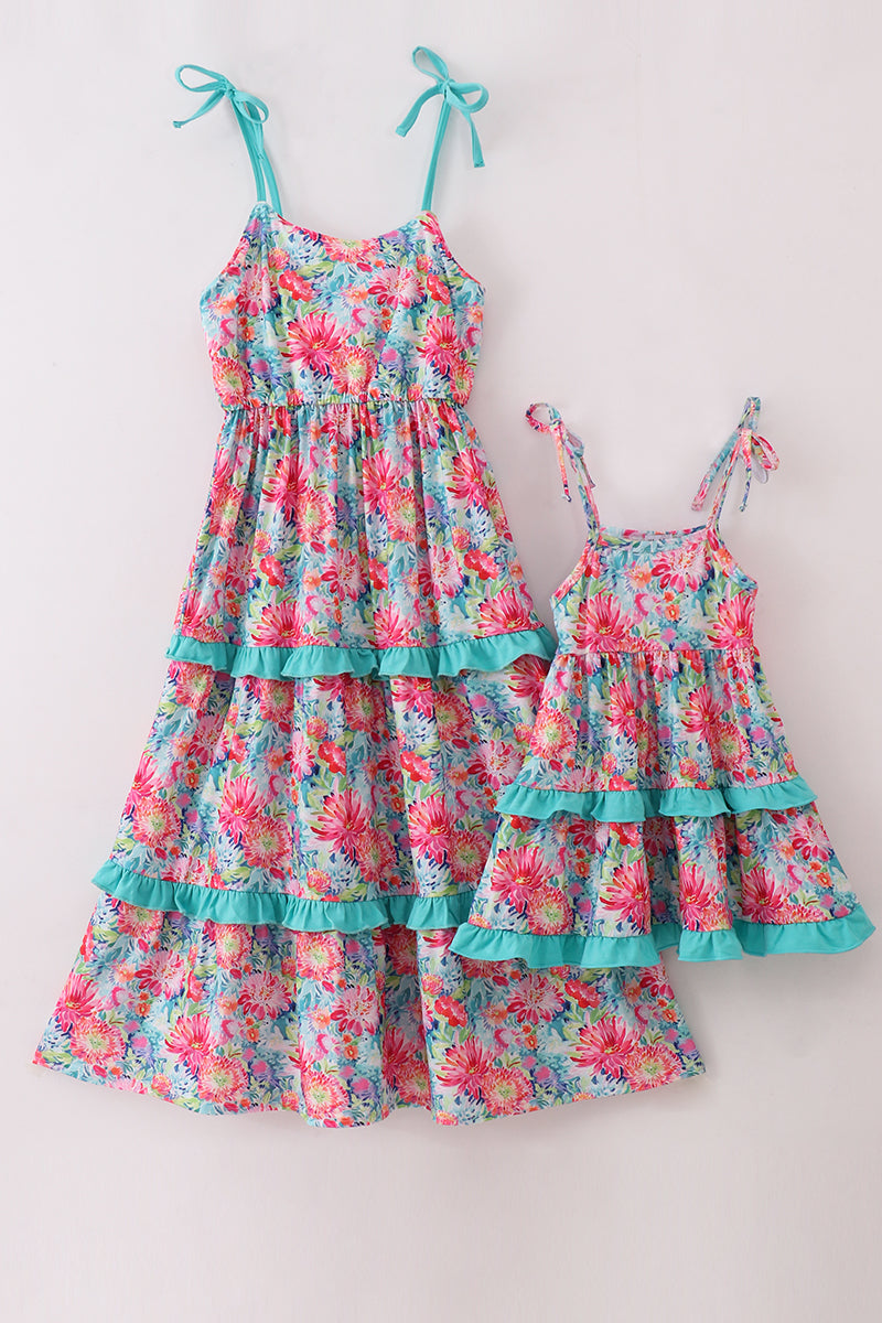 Tropical Bloom Print Mom & Me Dress