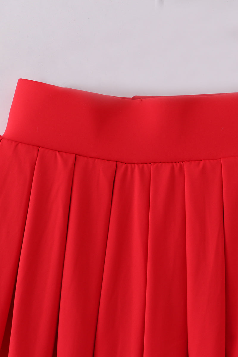 Red Pleats Active Skorts