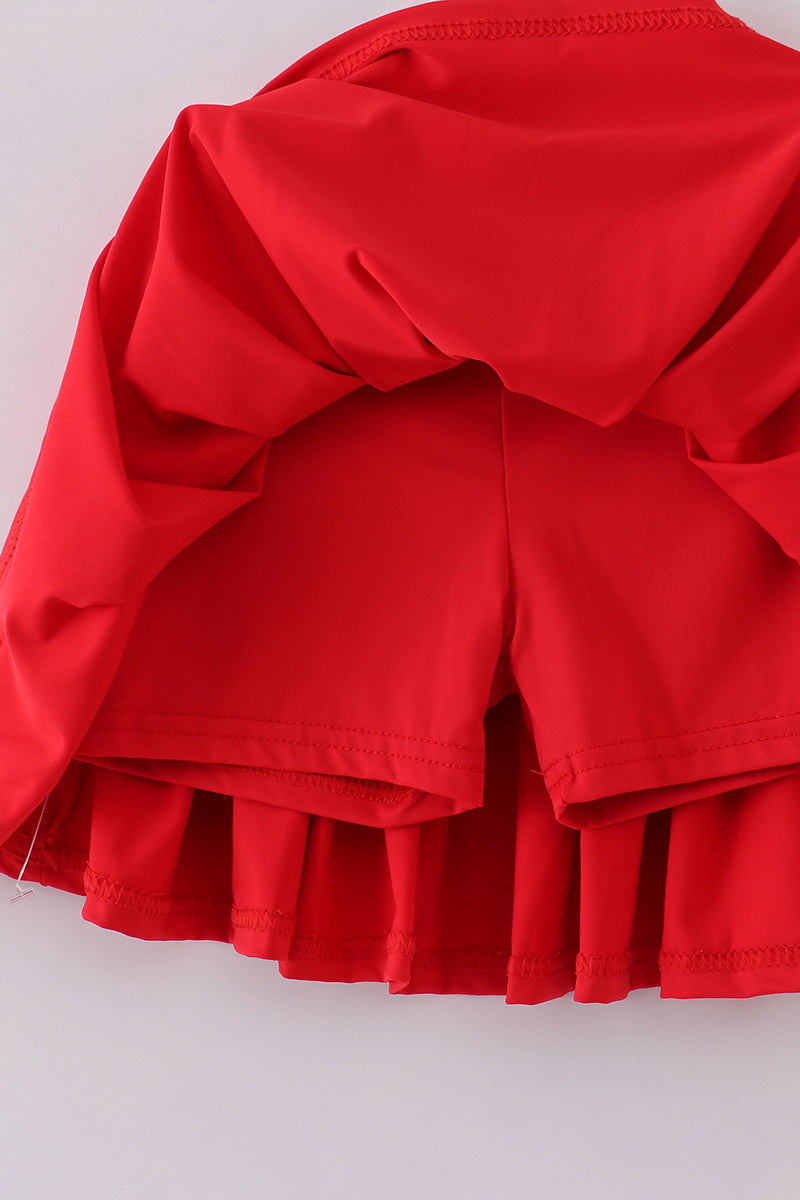 Red Pleats Active Skorts