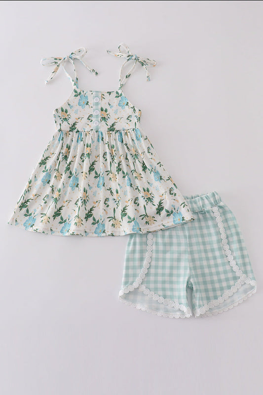 Green Floral Print Set