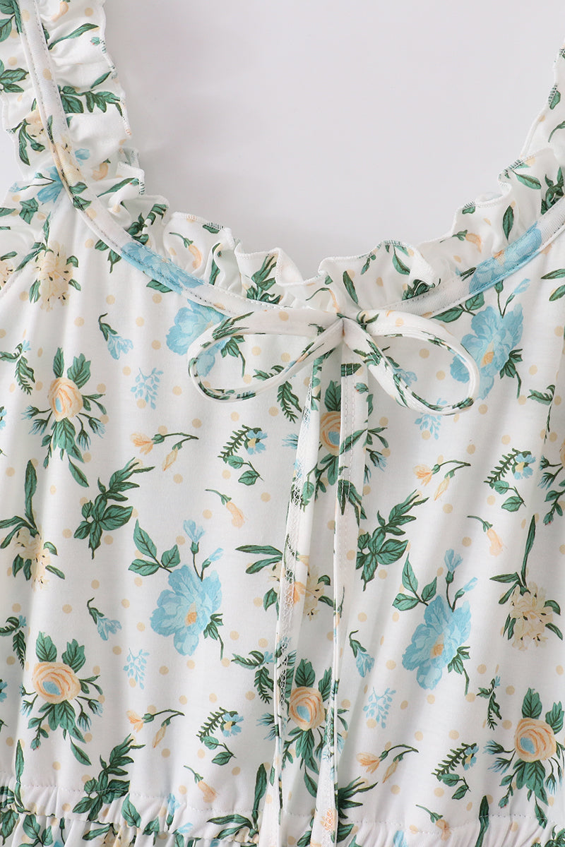Green Floral Print Dress Adult