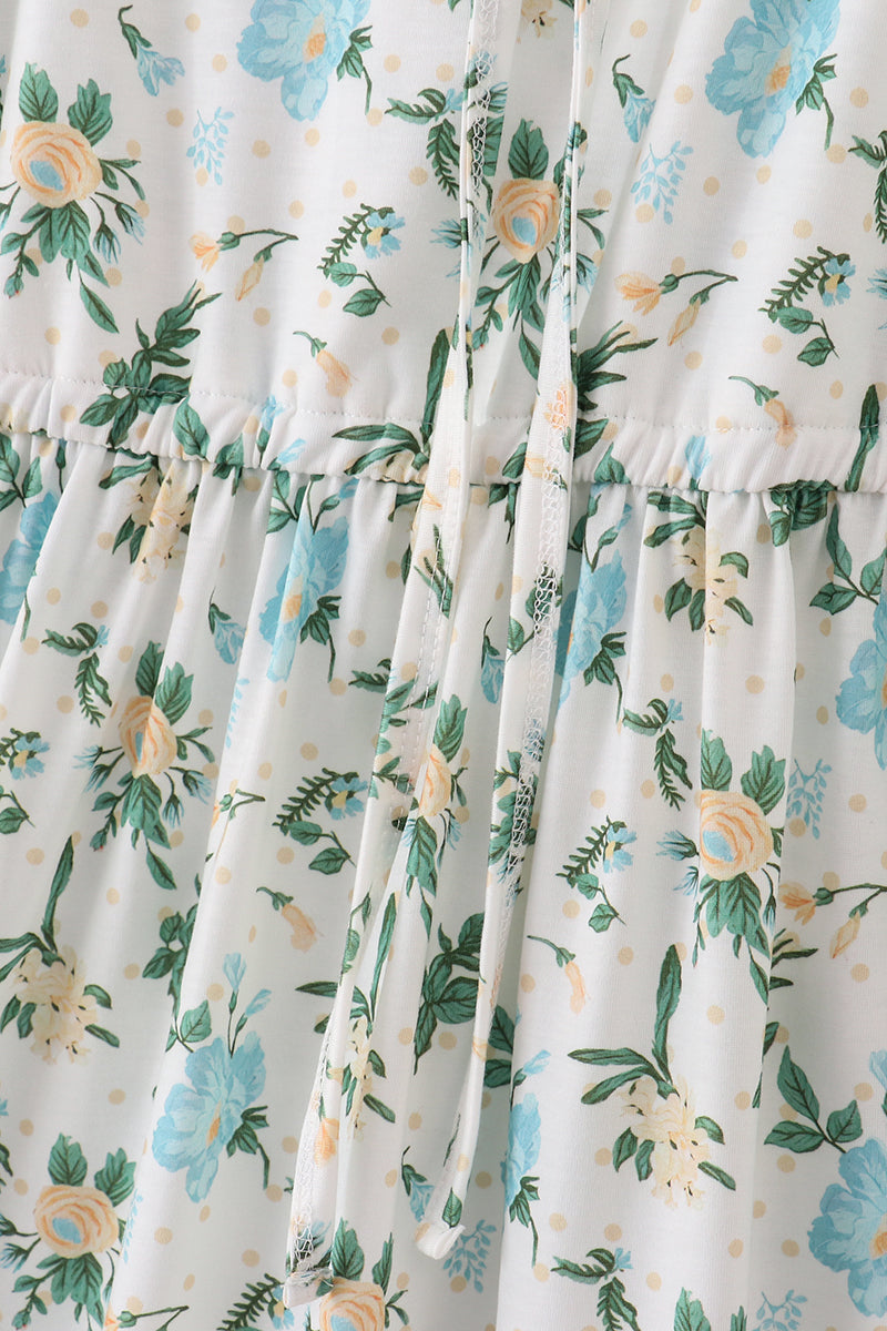Green Floral Print Dress Adult