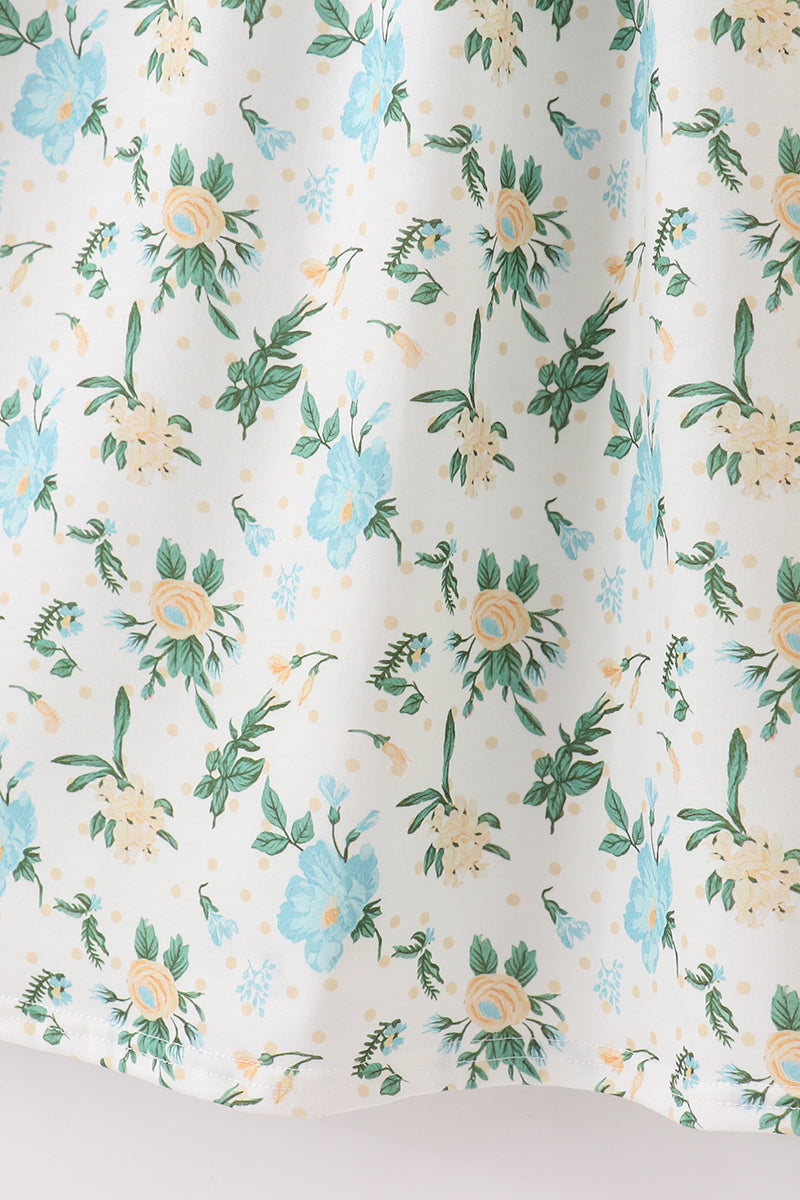 Green Floral Print Dress Adult