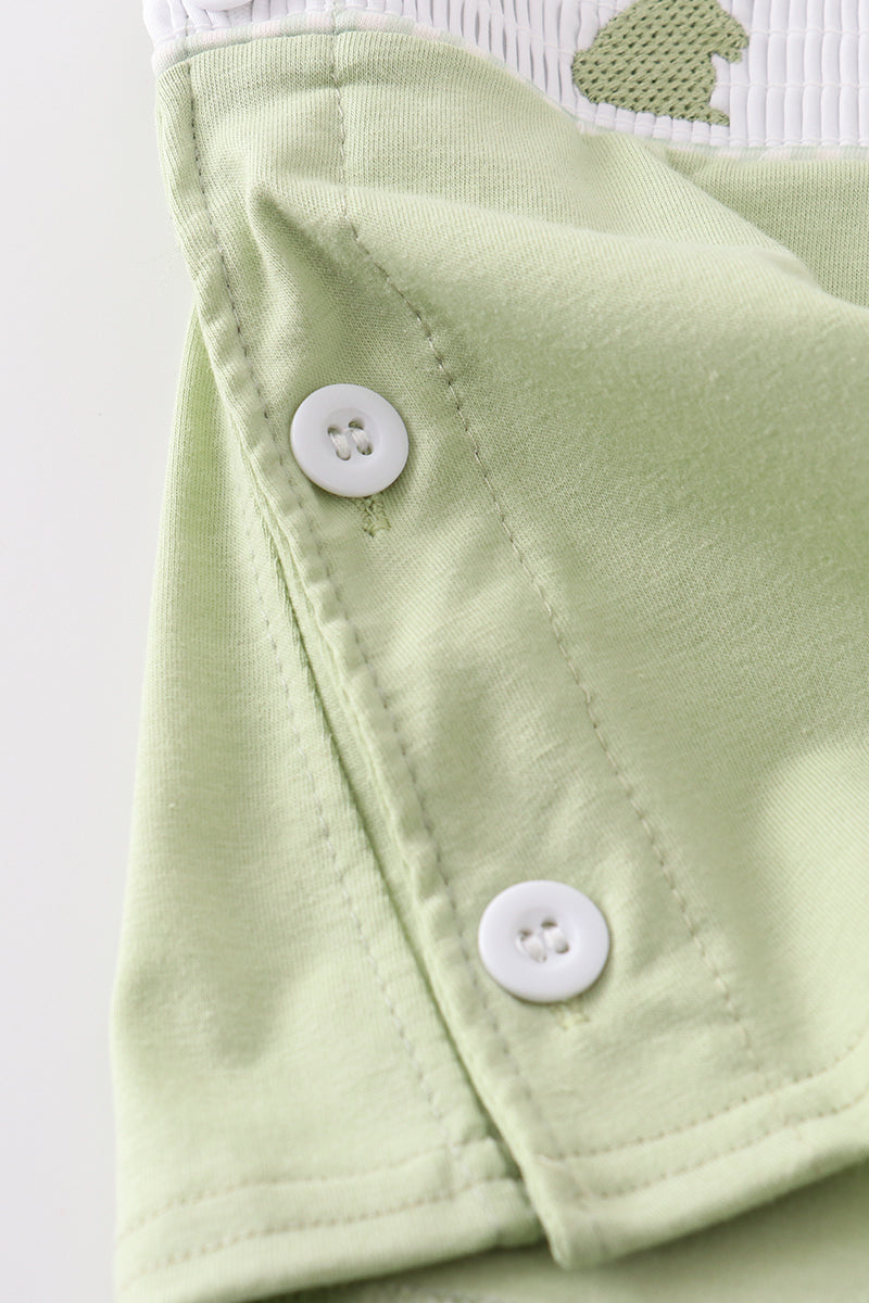 Sage Bunny Embroidery Smocked Bloomer Set
