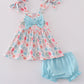 Blue Floral Bow Bloomer Set