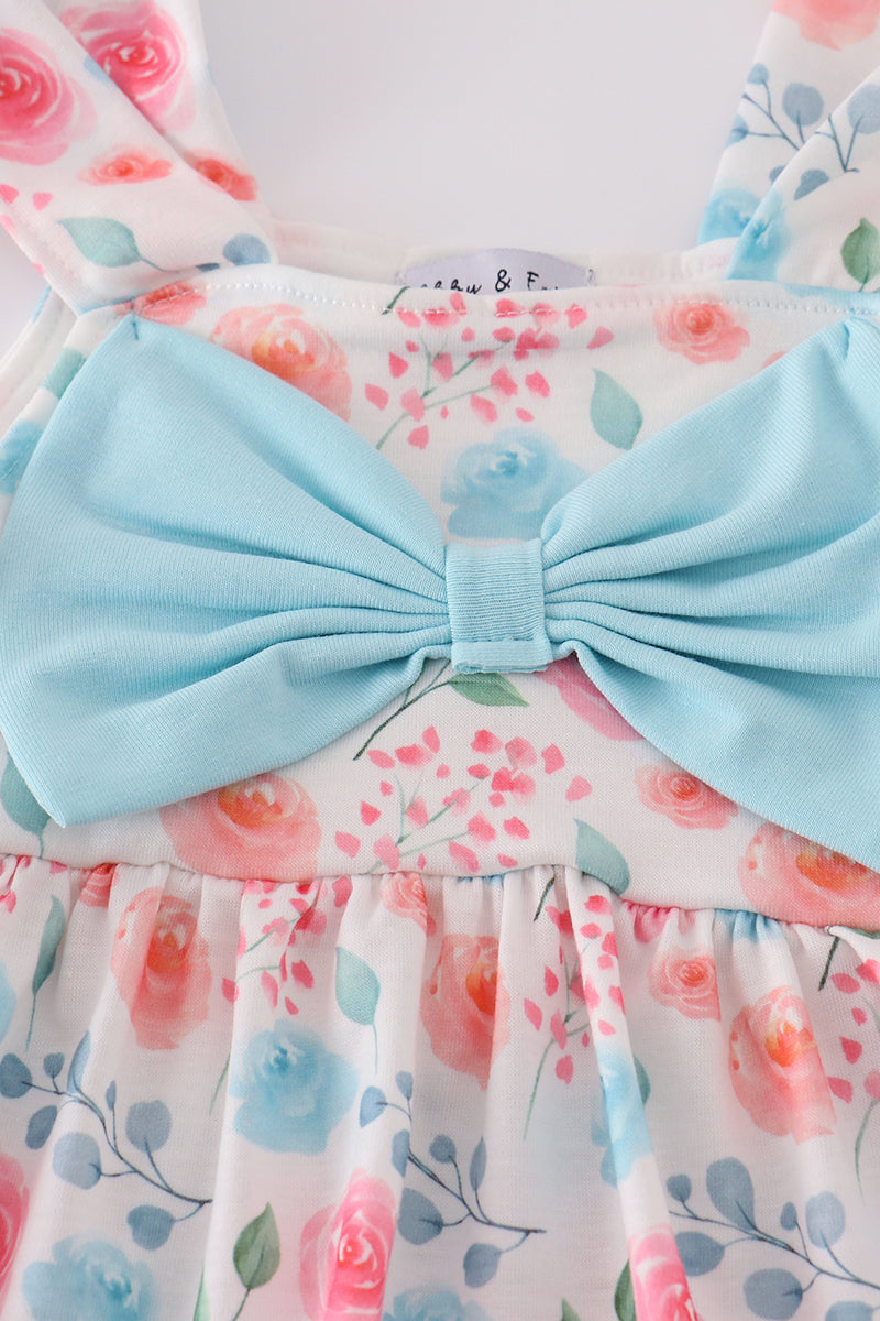 Blue Floral Bow Bloomer Set