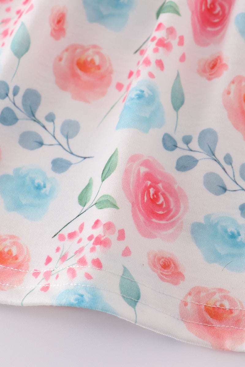 Blue Floral Bow Bloomer Set