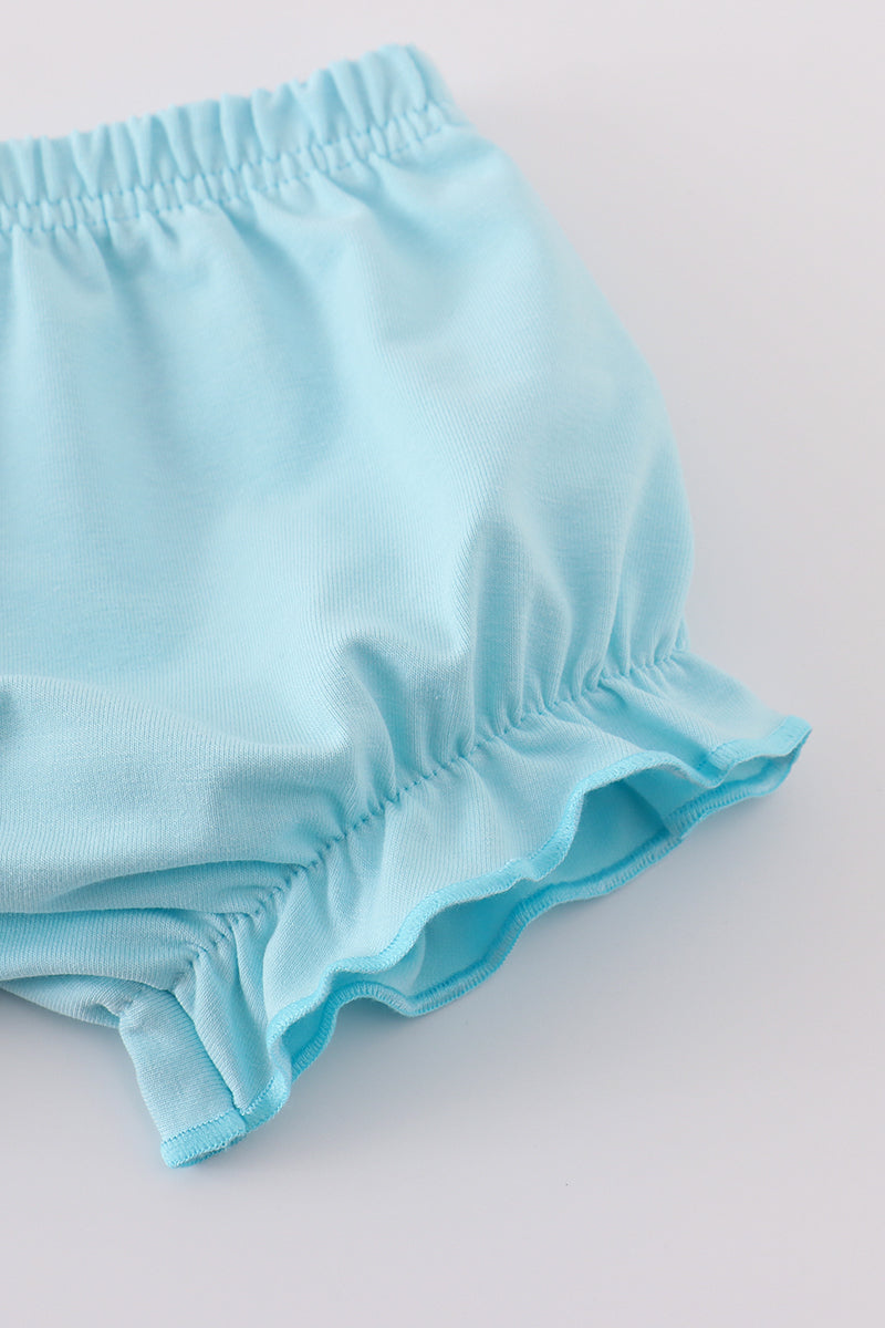 Blue Floral Bow Bloomer Set