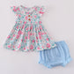 Blue & Pink Floral Print Bloomer Set
