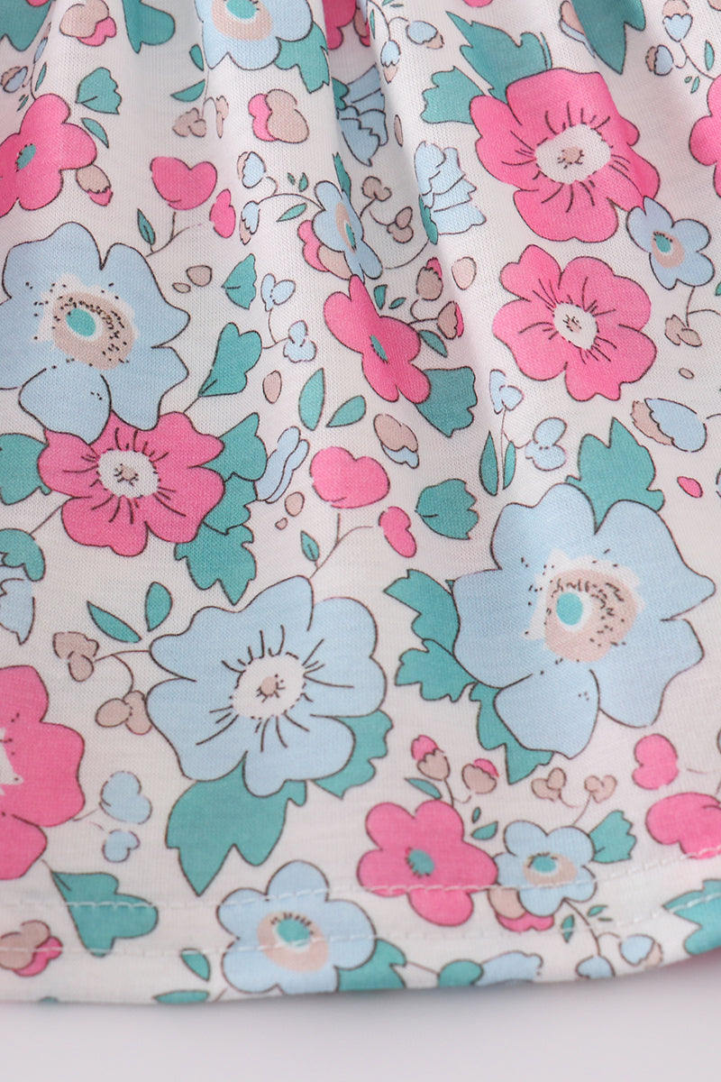Blue & Pink Floral Print Bloomer Set