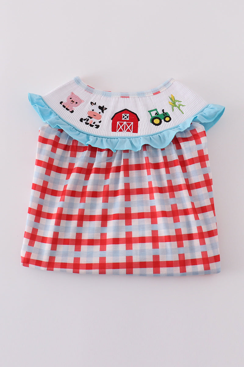 Blue Farm Embroidery Smocked Dress