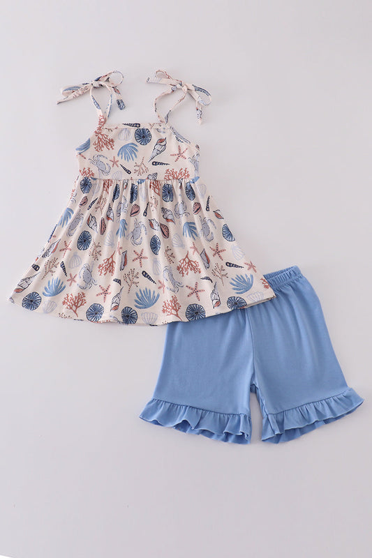 Blue Ocean Breeze Shells Print Set