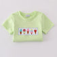 Green Ice Cream Embroidery Shorts Set