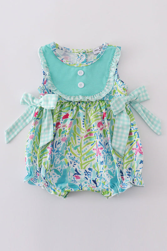 Ocean Bloom Print Ruffle Bubble