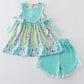Ocean Bloom Print Ruffle Set