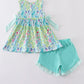 Ocean Bloom Print Ruffle Set