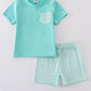 Ocean Bloom Print Shorts Set