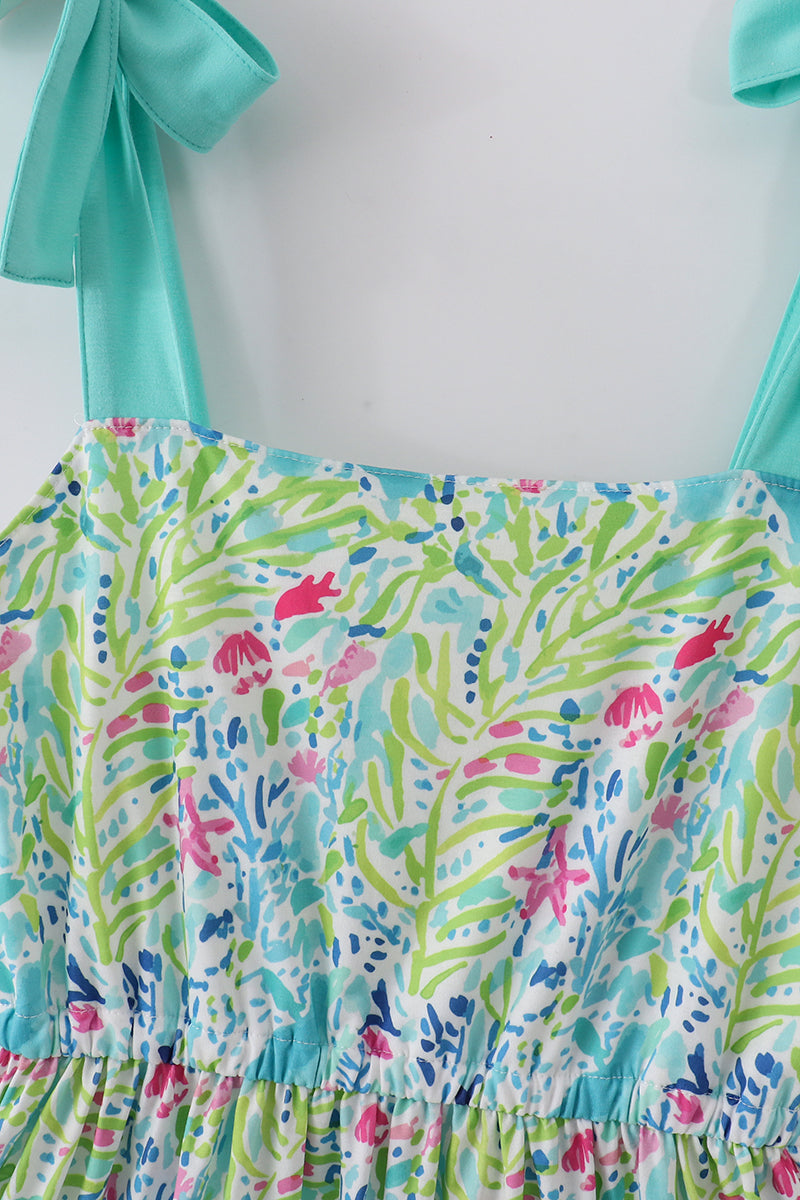 Ocean Bloom Print Mom Tiered Dress