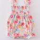 Pink Floral Print Smocked Bubble