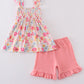 Pink Floral Print Smocked Set