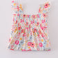 Pink Floral Print Smocked Set