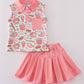 Pink Baseball Print Girl Skort Set