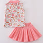 Pink Baseball Print Girl Skort Set