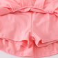 Pink Baseball Print Girl Skort Set