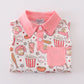 Pink Baseball Print Girl Skort Set