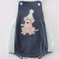 Navy Puppy Birthday Applique Boy Bubble