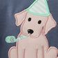 Navy Puppy Birthday Applique Boy Bubble
