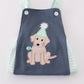 Navy Puppy Birthday Applique Boy Bubble