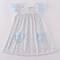 Plaid Floral Bow Print Girl Dress