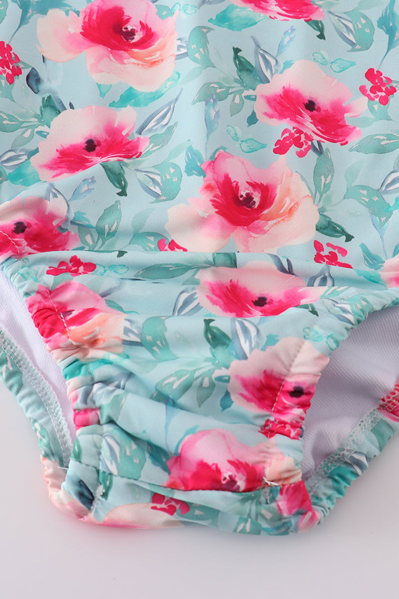 Blushing Rose Garden Print Mom Swimsuit