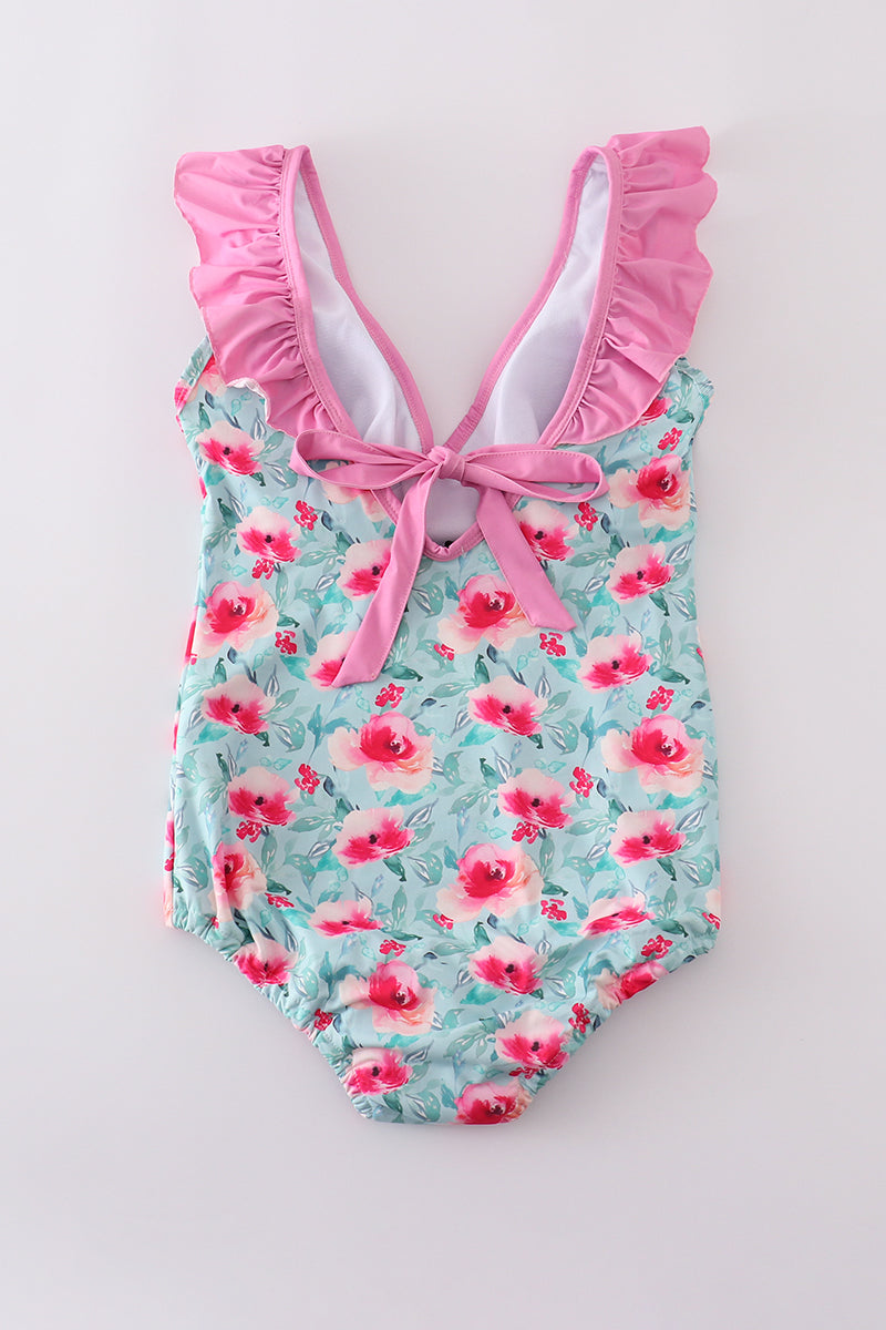Blushing Rose Garden Print Mom Swimsuit