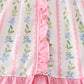 Pink Floral Print Girl Ruffle Hoodie Dress