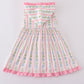 Pink Floral Print Girl Ruffle Hoodie Dress