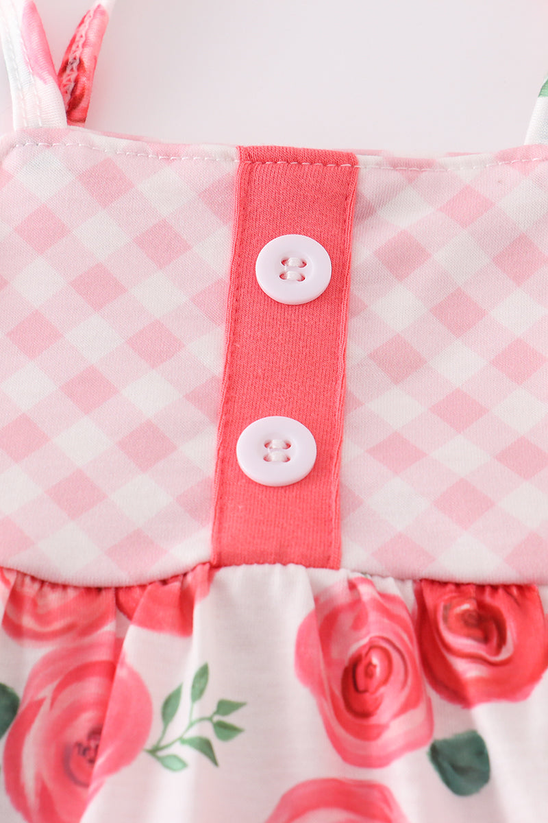 Pink Floral Print Girl Bloomer Set