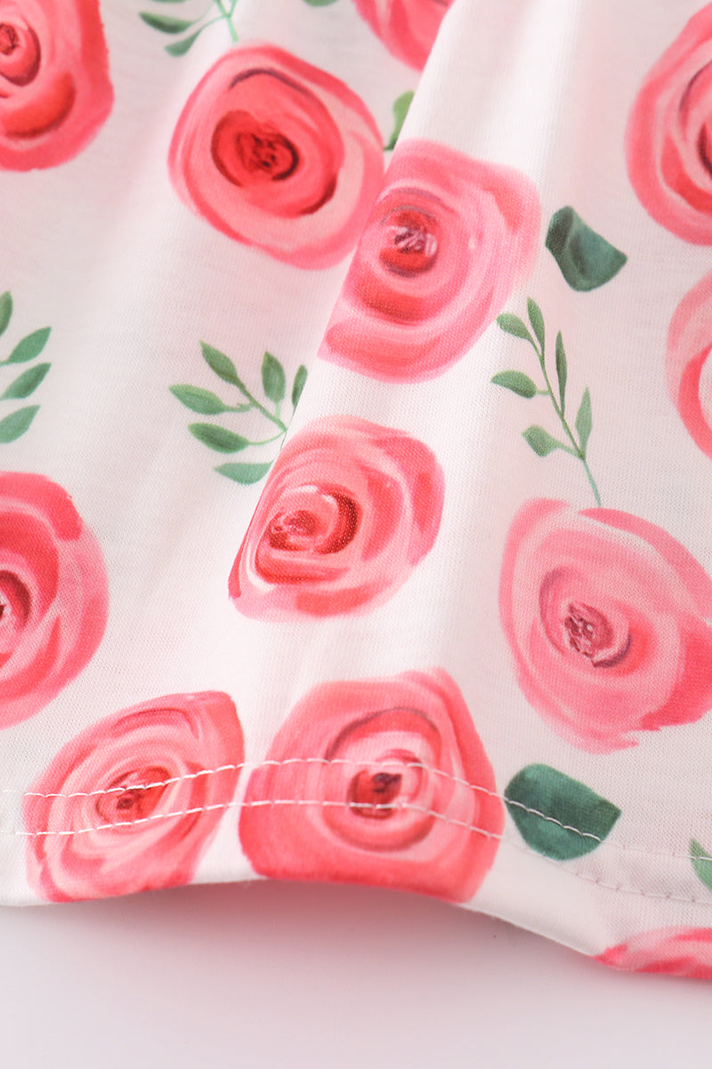 Pink Floral Print Girl Bloomer Set