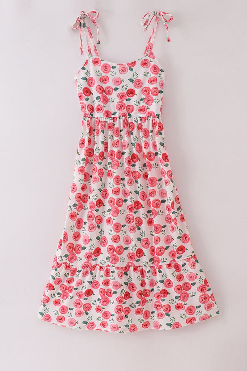 Pink Floral Rose Mom Dress