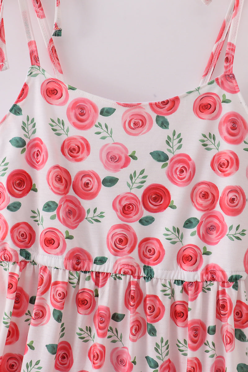 Pink Floral Rose Mom Dress