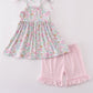 Mint Pink Floral Print Set