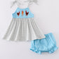 Blue Farm Chicken Embroidery Bloomer Set