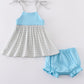 Blue Farm Chicken Embroidery Bloomer Set