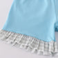 Blue Farm Chicken Embroidery Short Set