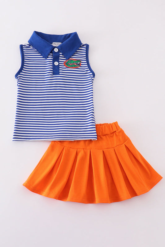 Blue Stripe Florida Gators Embroider Skort Set