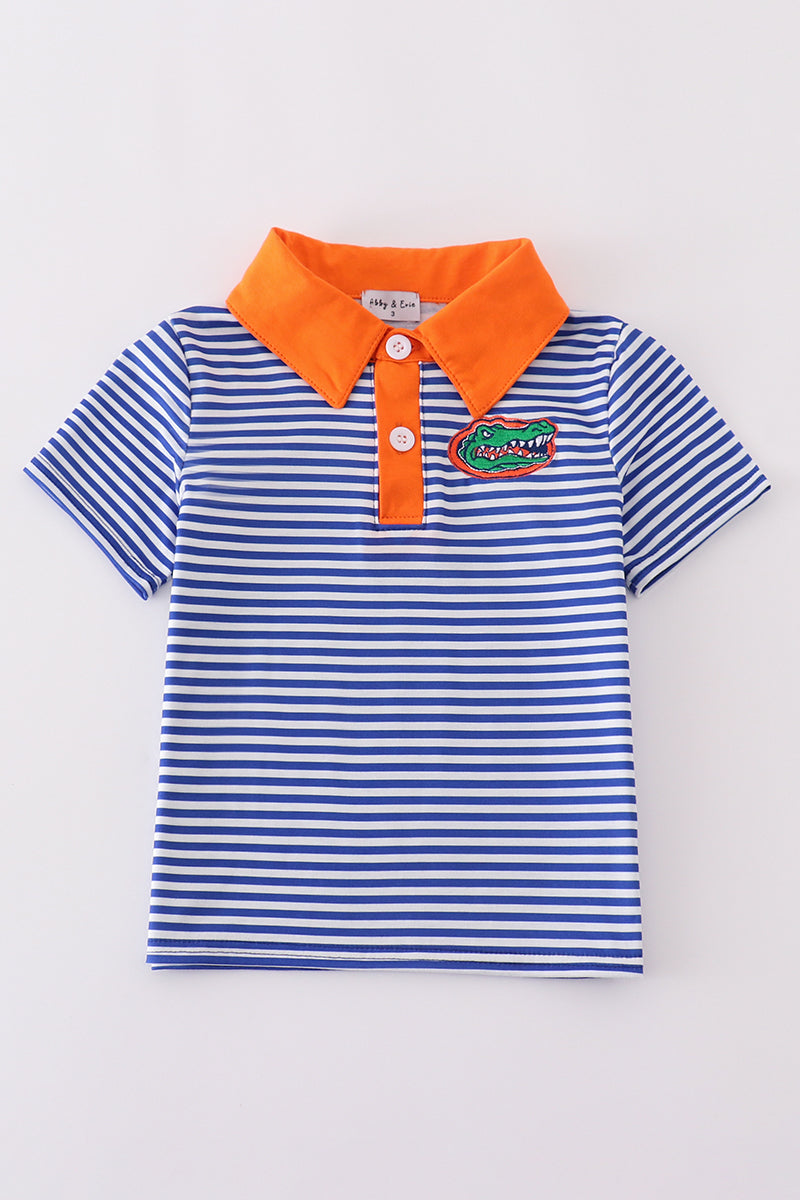 Blue Stripe Florida Gators Embroidered Button Down Shirt